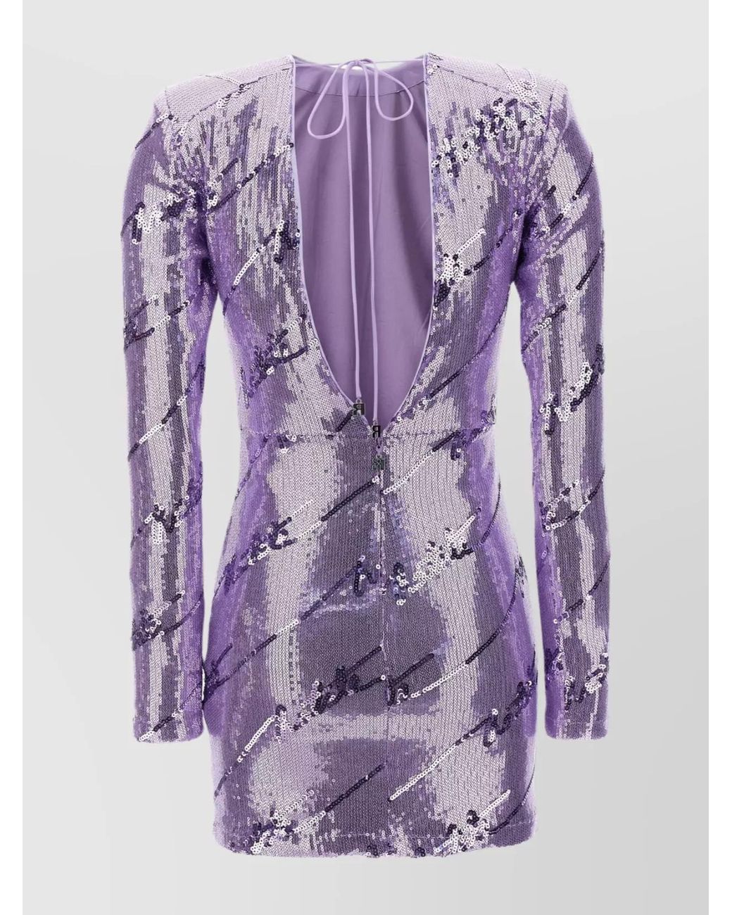 ROTATE BIRGER CHRISTENSEN Purple Sequin Long Sleeve Mini Dress