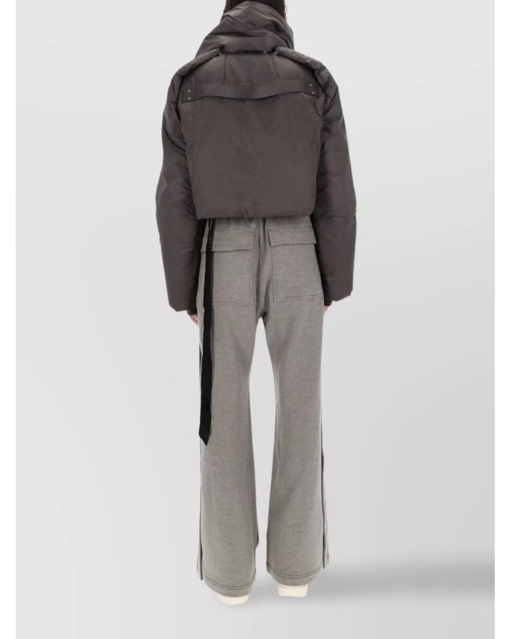 Rick Owens Gray Cropped Parka Coat