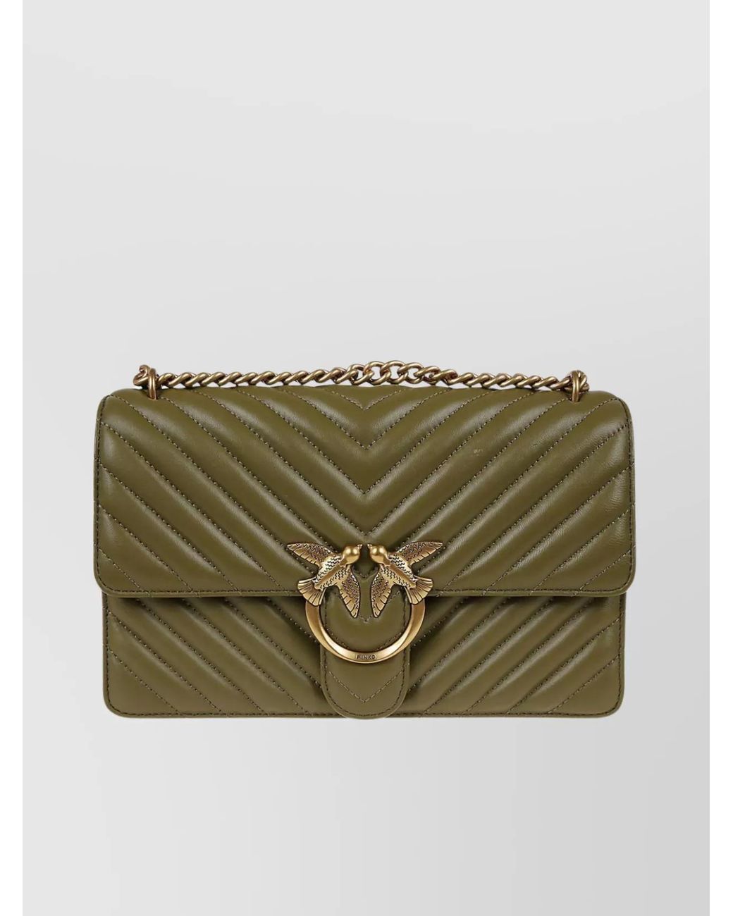 Pinko Green Love Bag One Quilted Leather Shoulder Bag