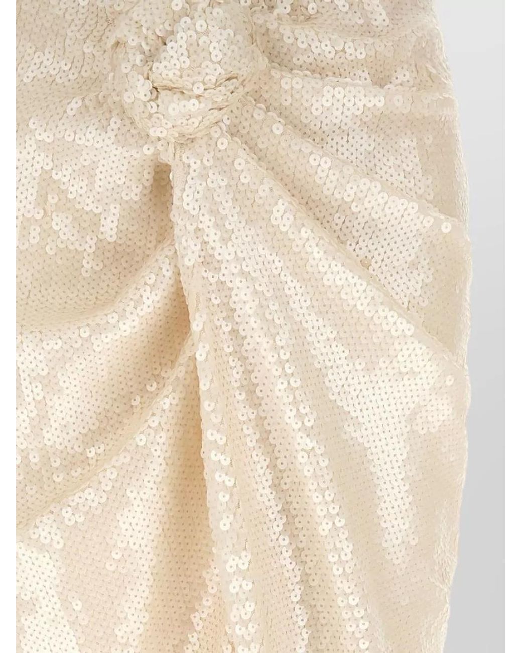 ROTATE BIRGER CHRISTENSEN White Sequin Knot Fitted Skirt