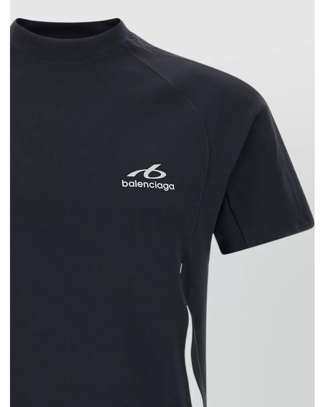 Balenciaga Blue Technical Short-Sleeve Mock-Neck T-Shirt for men