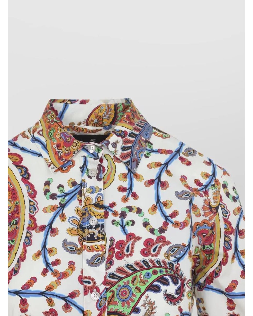 Etro White Cotton Paisley-Print Belted Midi Shirt Dress