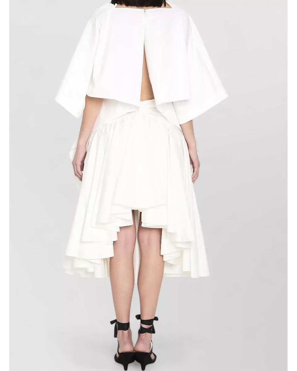 Jacquemus White Cotton Draped Open-Back Midi Tunic Dress
