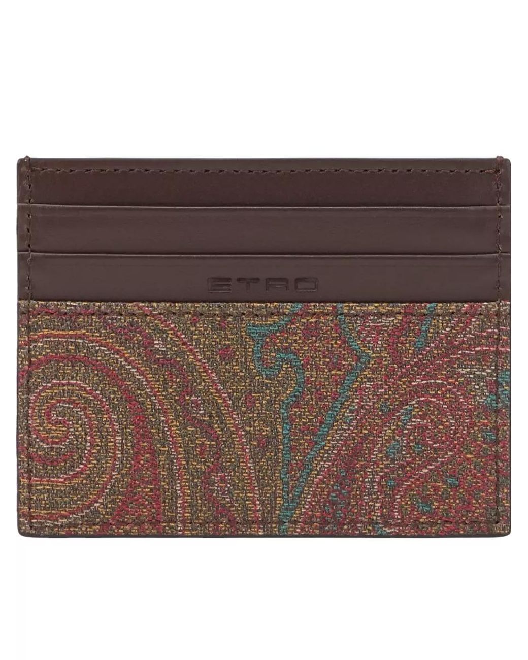Etro Brown Paisley-Print Card Holder
