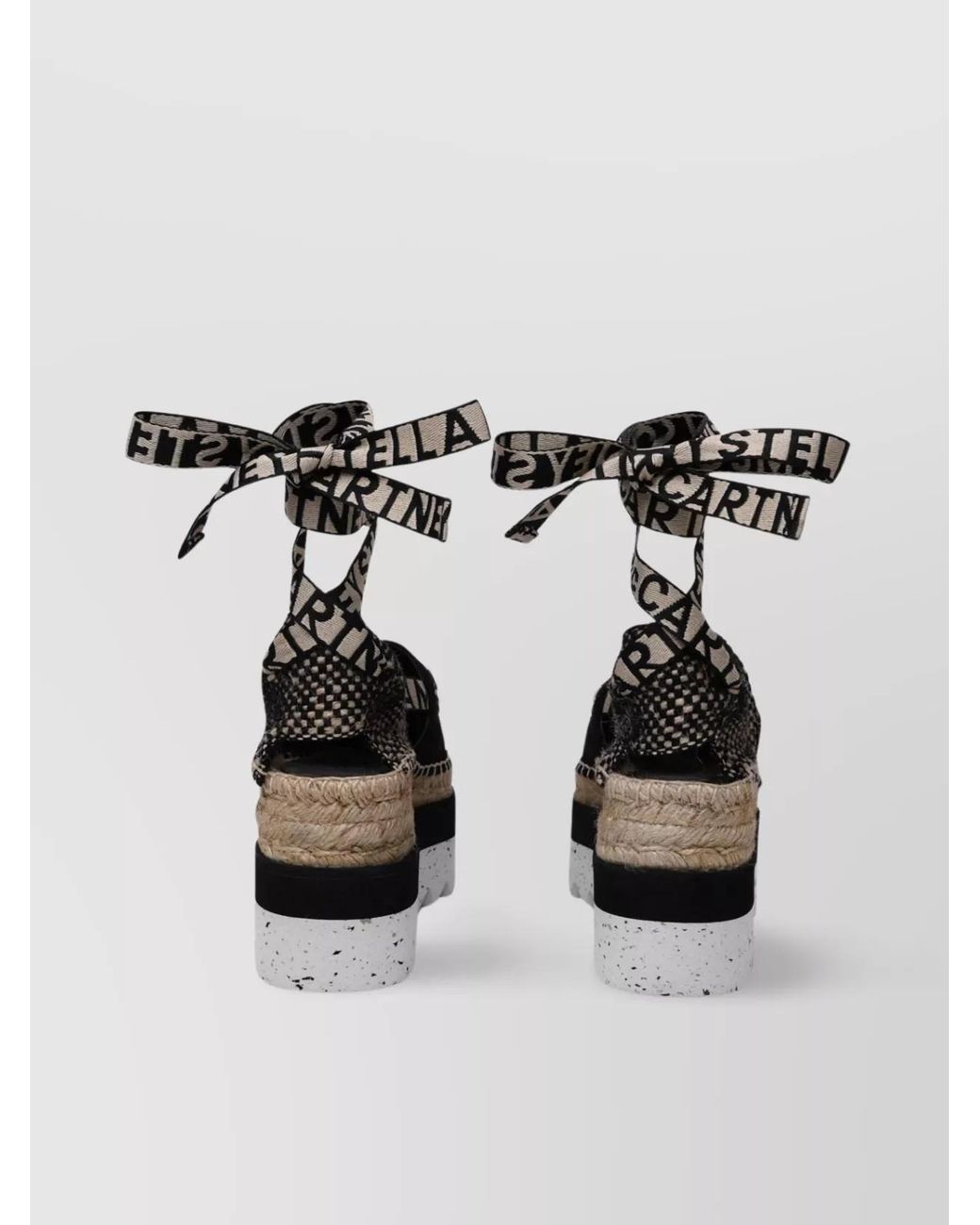 Stella McCartney Black Organic Cotton Gaia Platform Espadrilles
