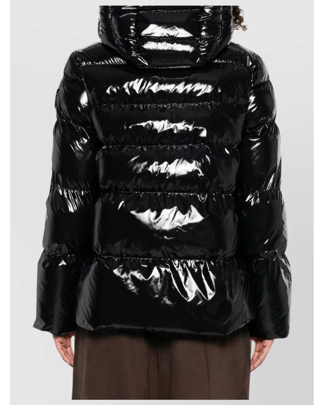 Pinko Black Glossy Hooded Down Puffer Jacket