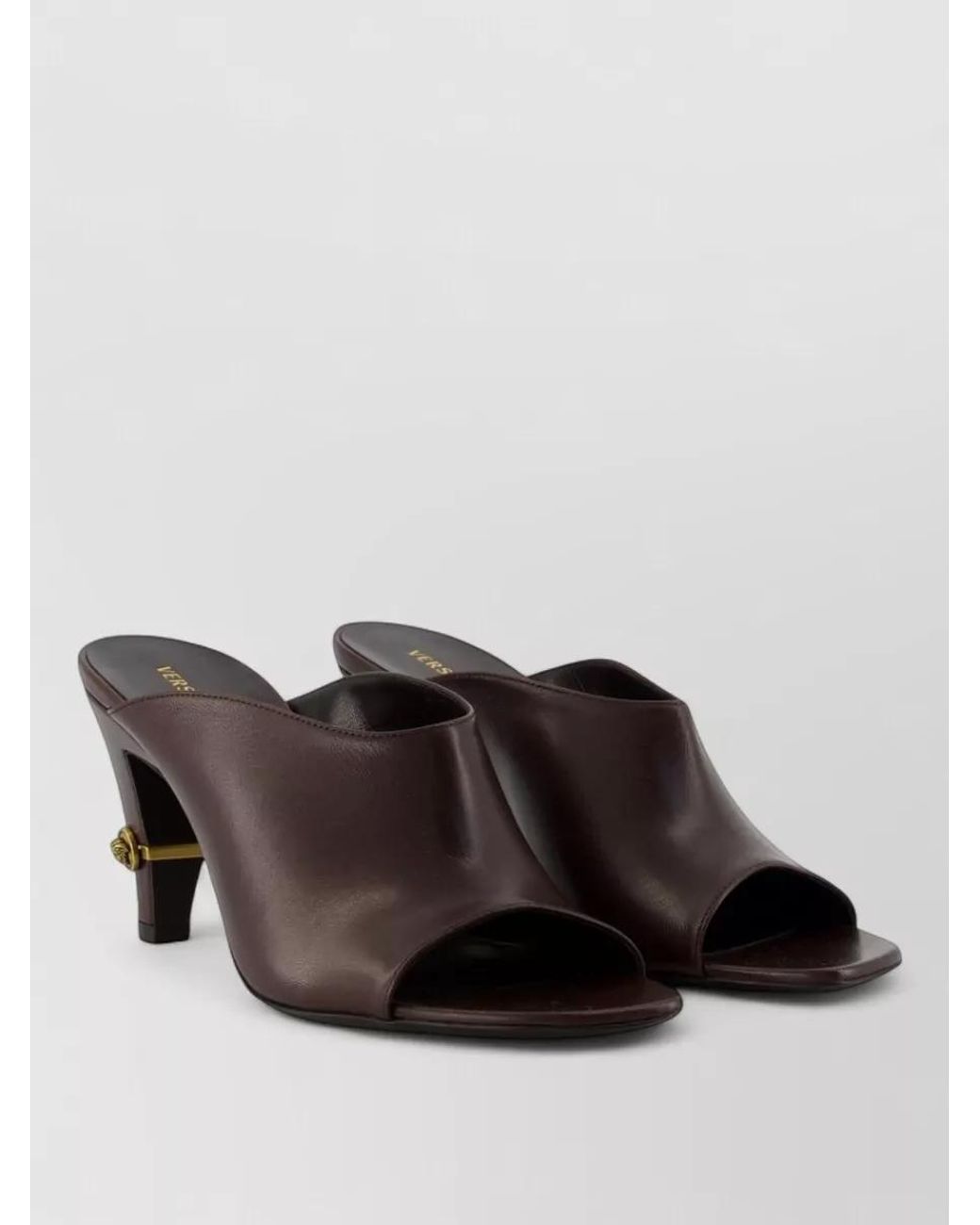 Versace Brown Leather Open-Toe Mules