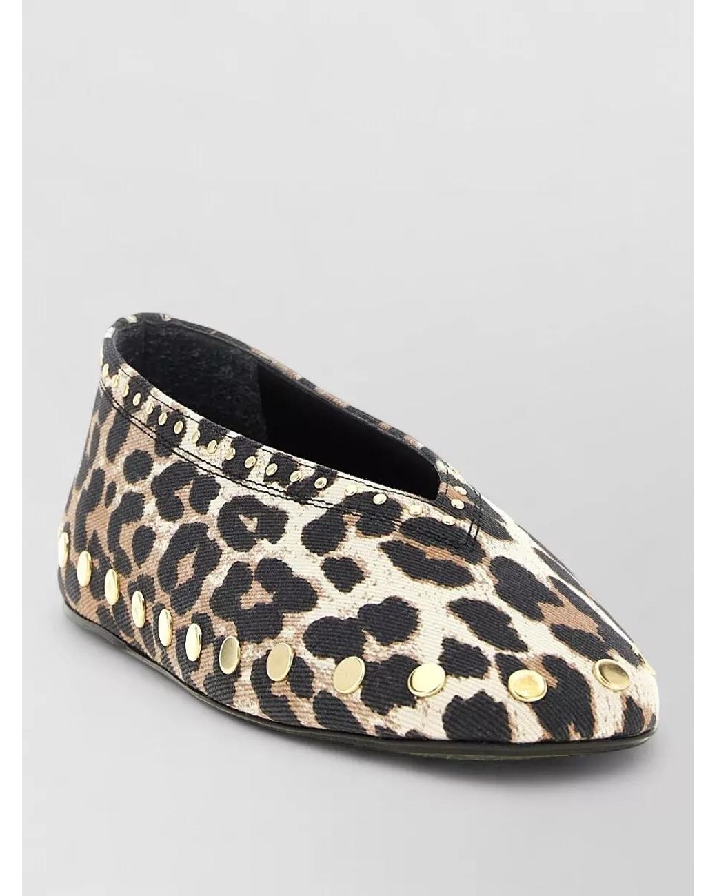 Ganni Black Cotton Leopard-Print Ballerina Flats