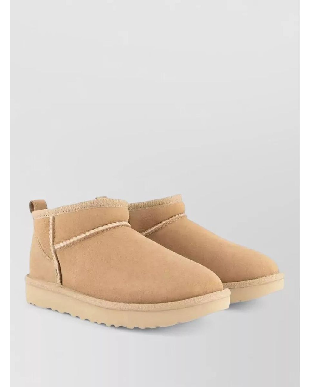 Ugg Natural Suede Leather Classic Ultra Mini Slippers