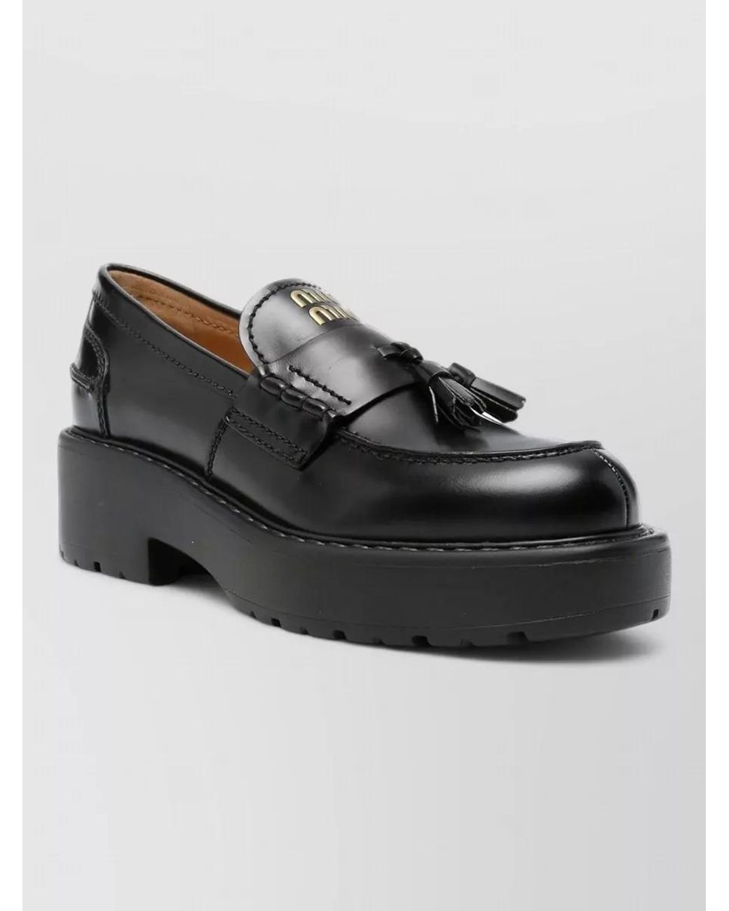 Miu Miu Black Leather Loafers