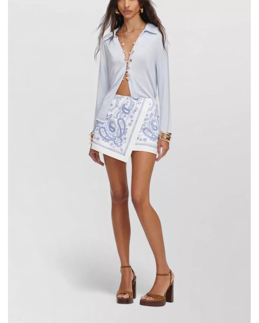 Self-Portrait White Linen Blend High-Rise Tailored Shorts