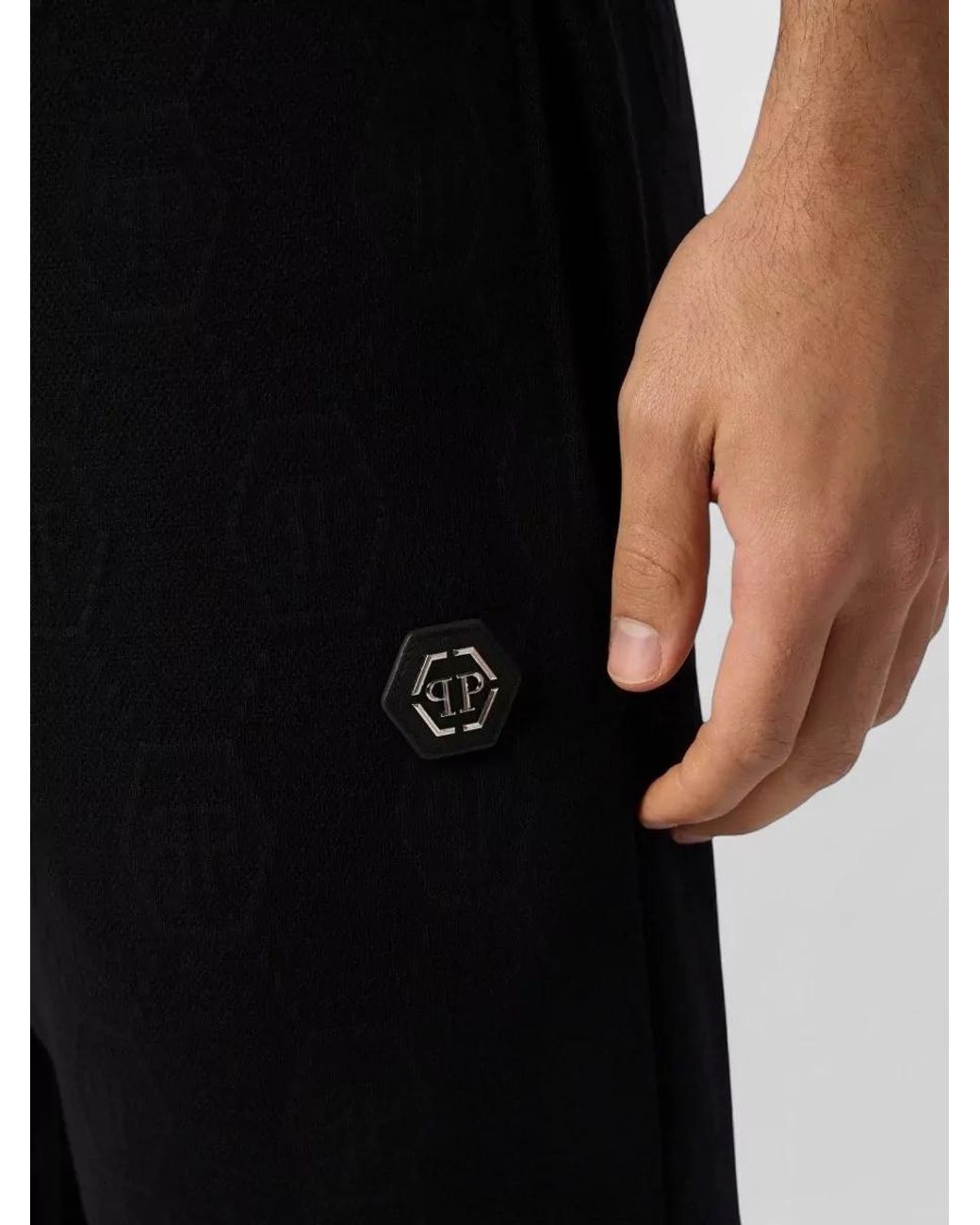 Philipp Plein Black Logo-Patch Track Pants for men