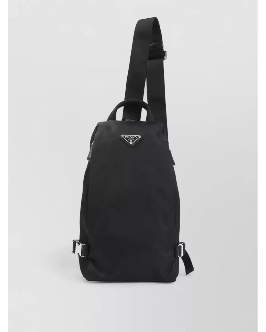 Prada Black Triangle Recycled Polyamide One-Shoulder Backpack