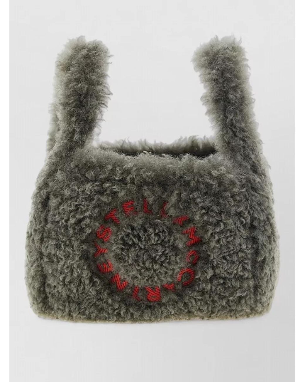 Stella McCartney Gray Stella Logo Shearling Effect Tote Bag