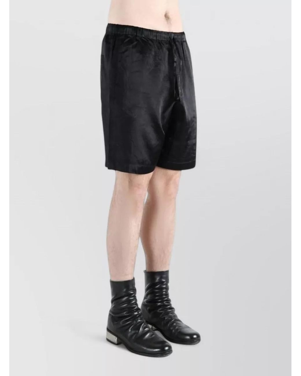 Dries Van Noten Black Viscose Blend Drawstring Tailored Shorts for men
