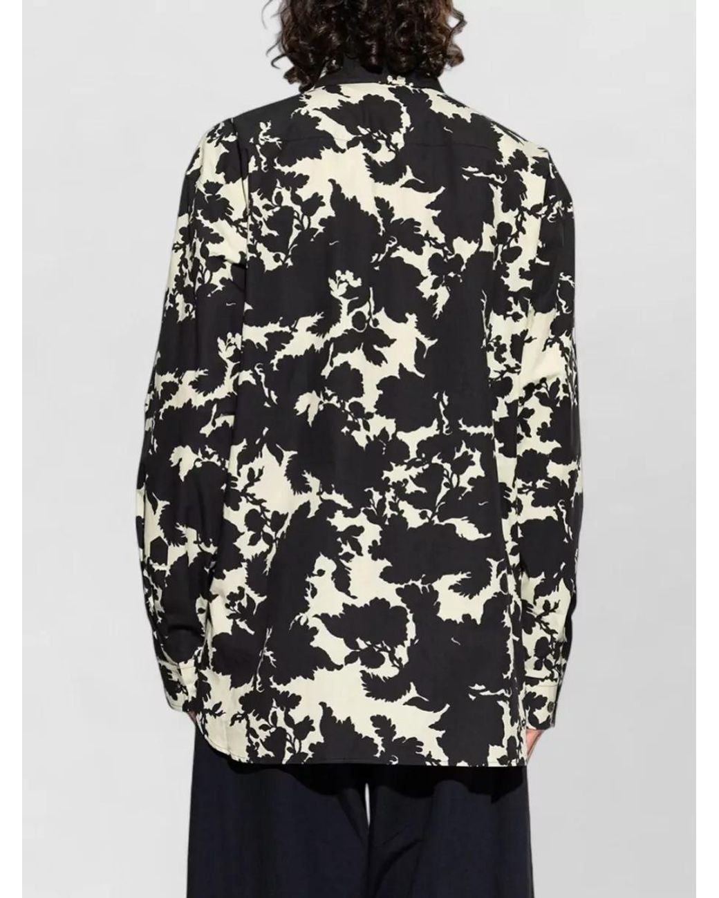 Dries Van Noten Black Patterned Cotton Shirt for men