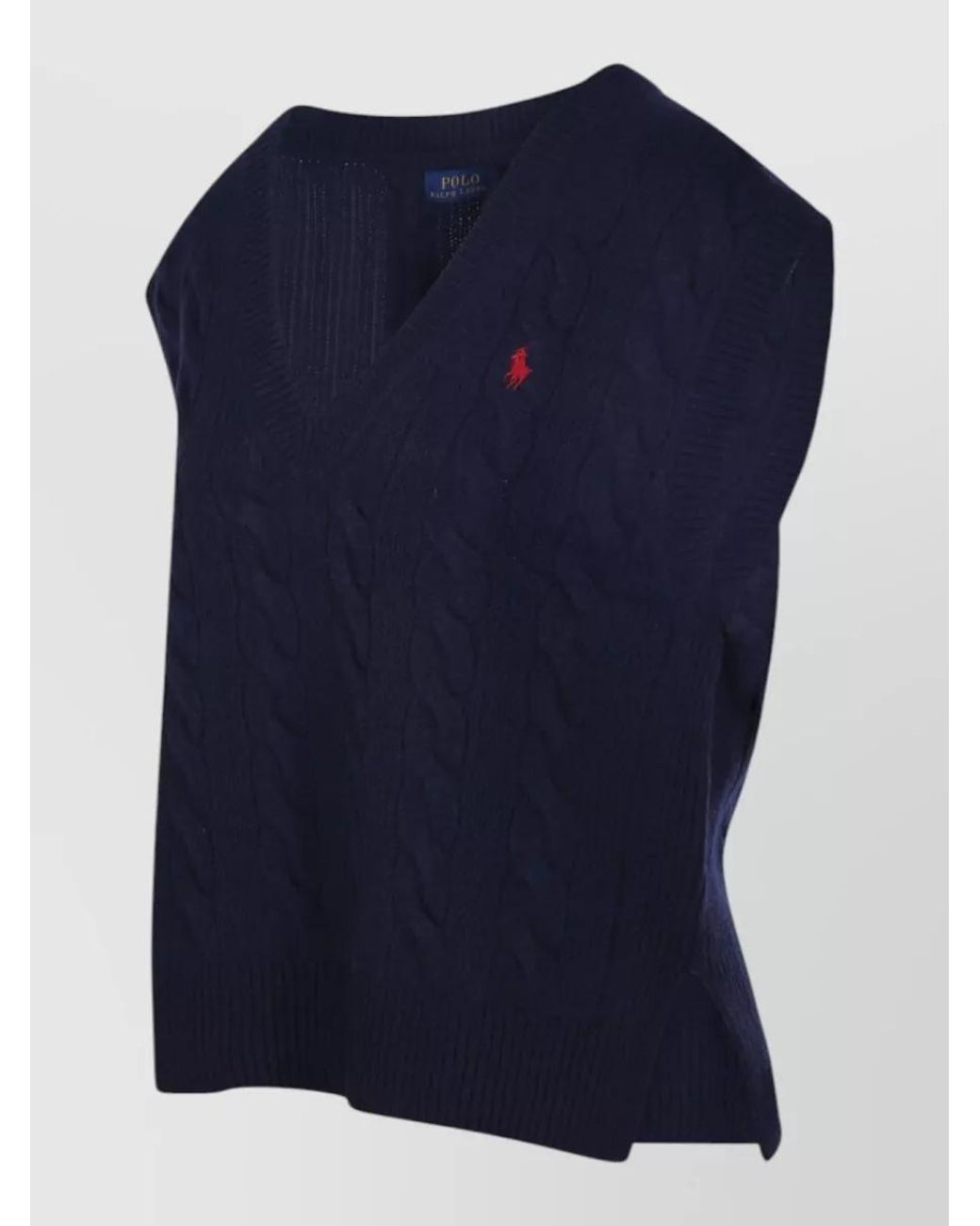 Ralph Lauren Blue Wool Cashmere Sleeveless Knitted Top