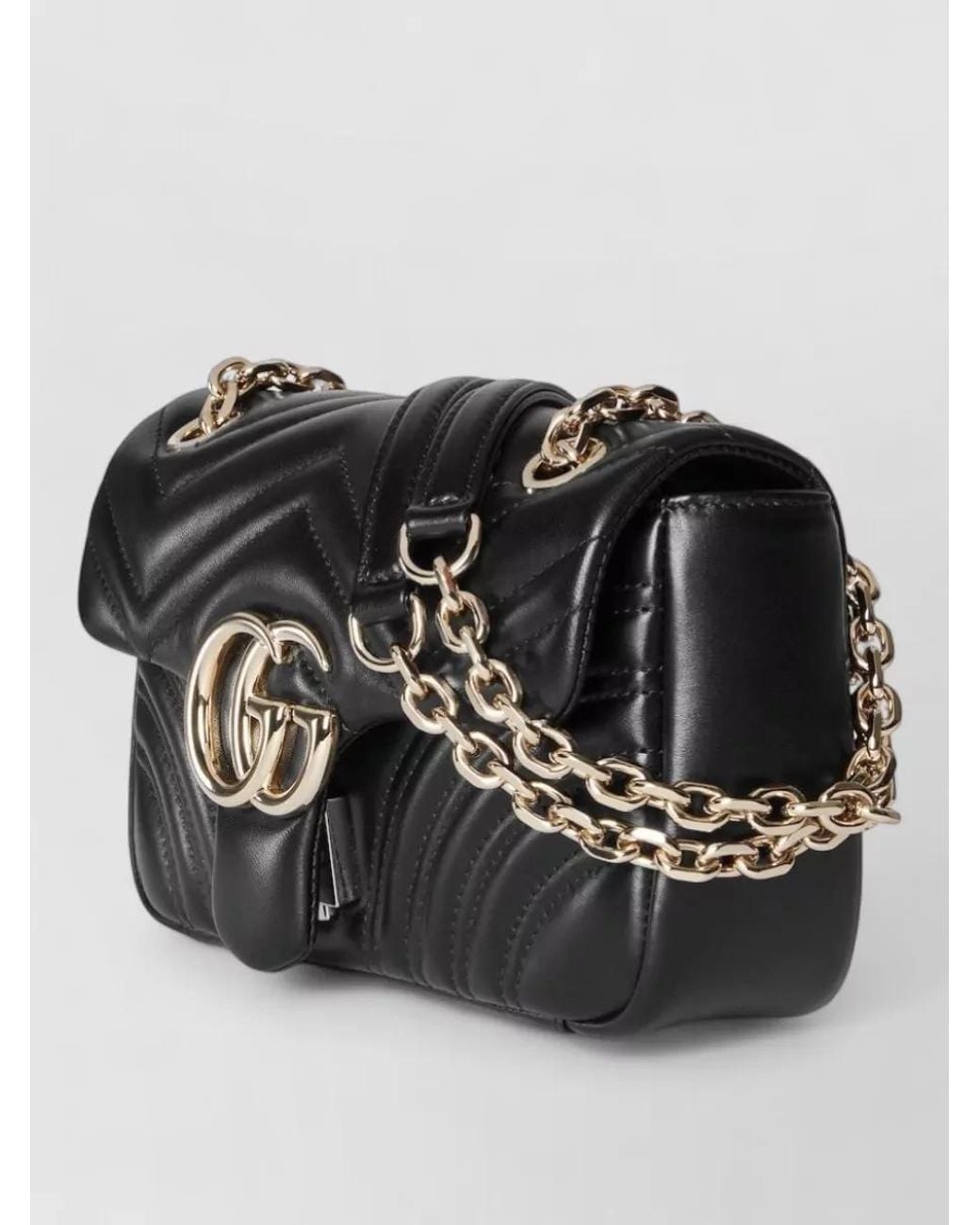 Gucci Black Gg Marmont Small Leather Shoulder Bag