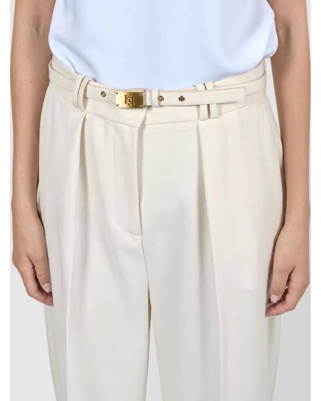 Elisabetta Franchi White Tailored Trousers