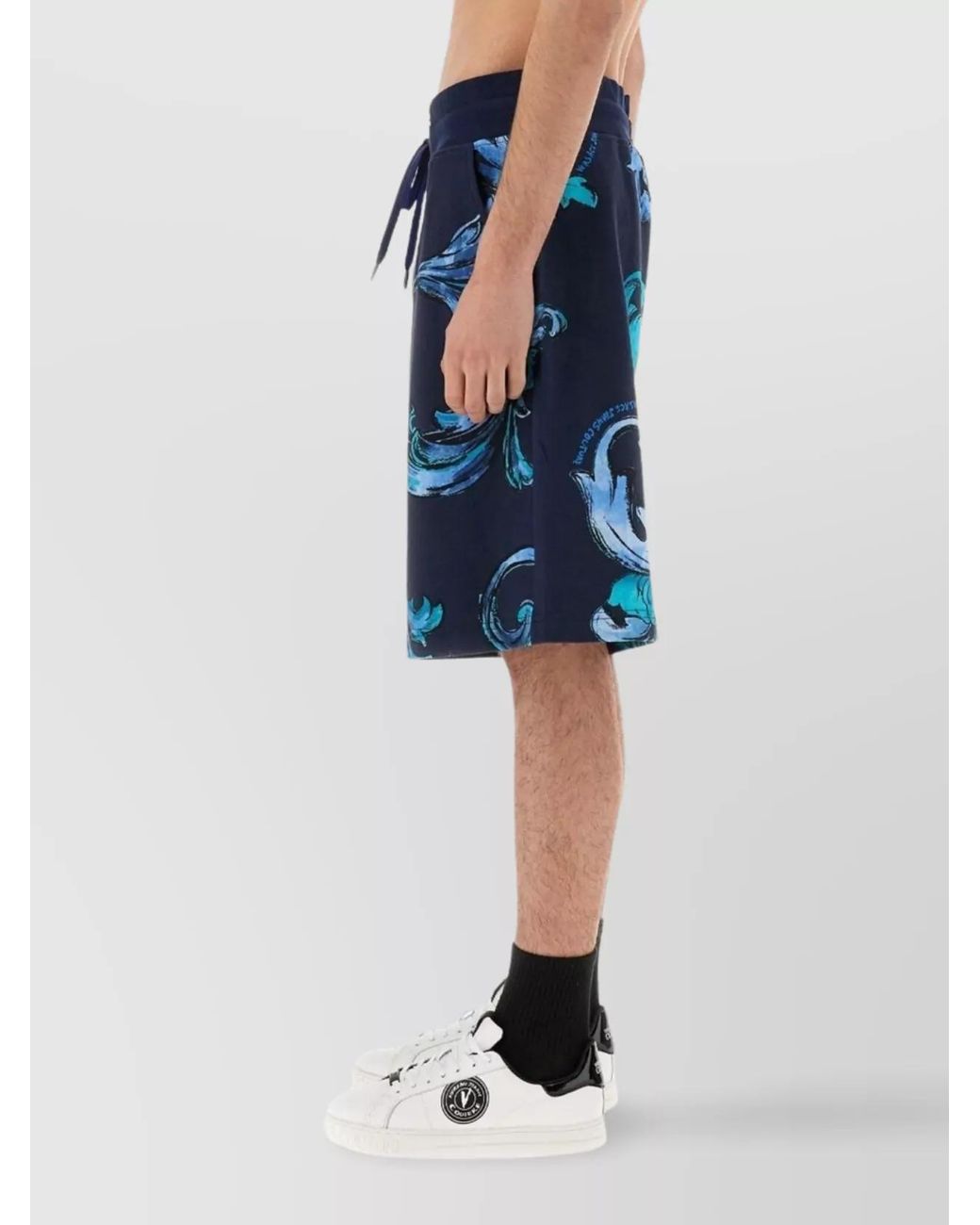 Versace Jeans Couture Blue Printed Cotton Deck Shorts for men