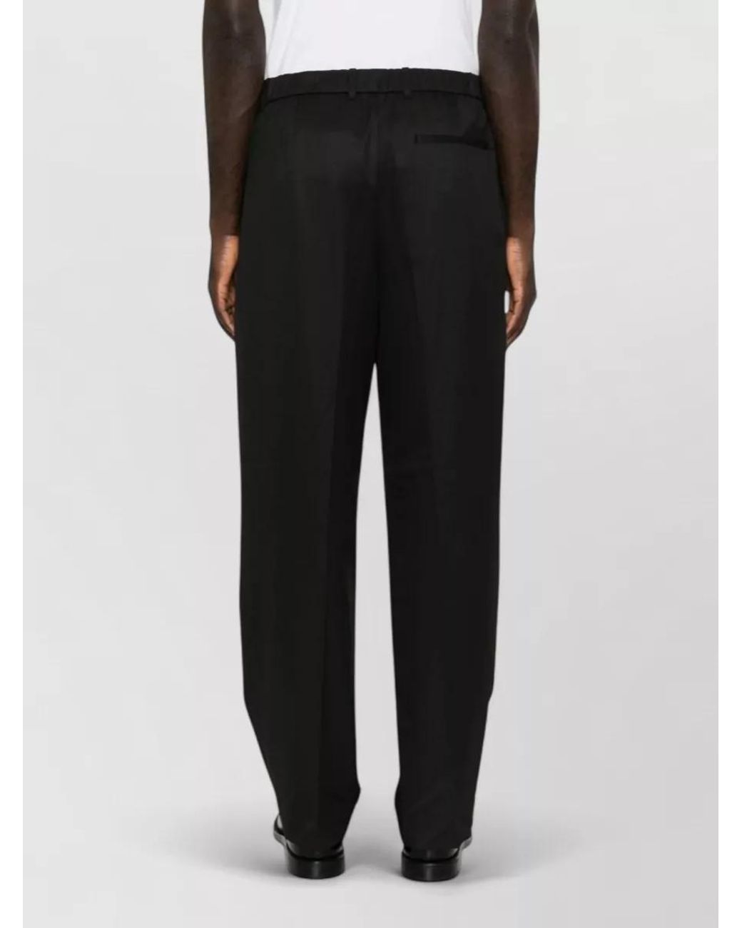 Calvin Klein Black Pleated Straight-Leg Tailored Trousers for men