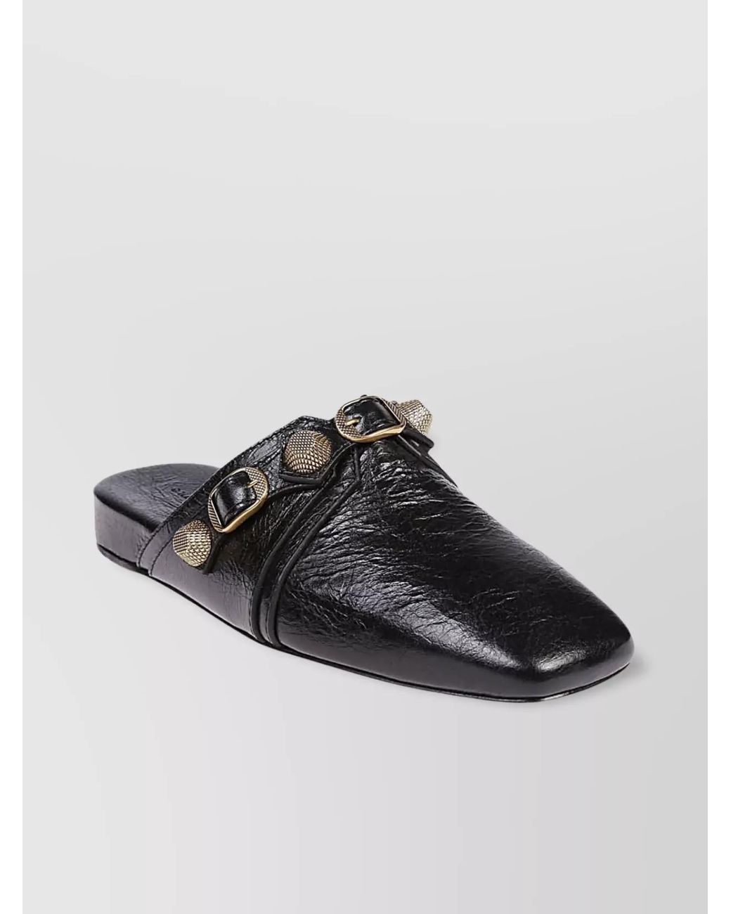 Balenciaga Black Leather Cosy Cagole Slippers