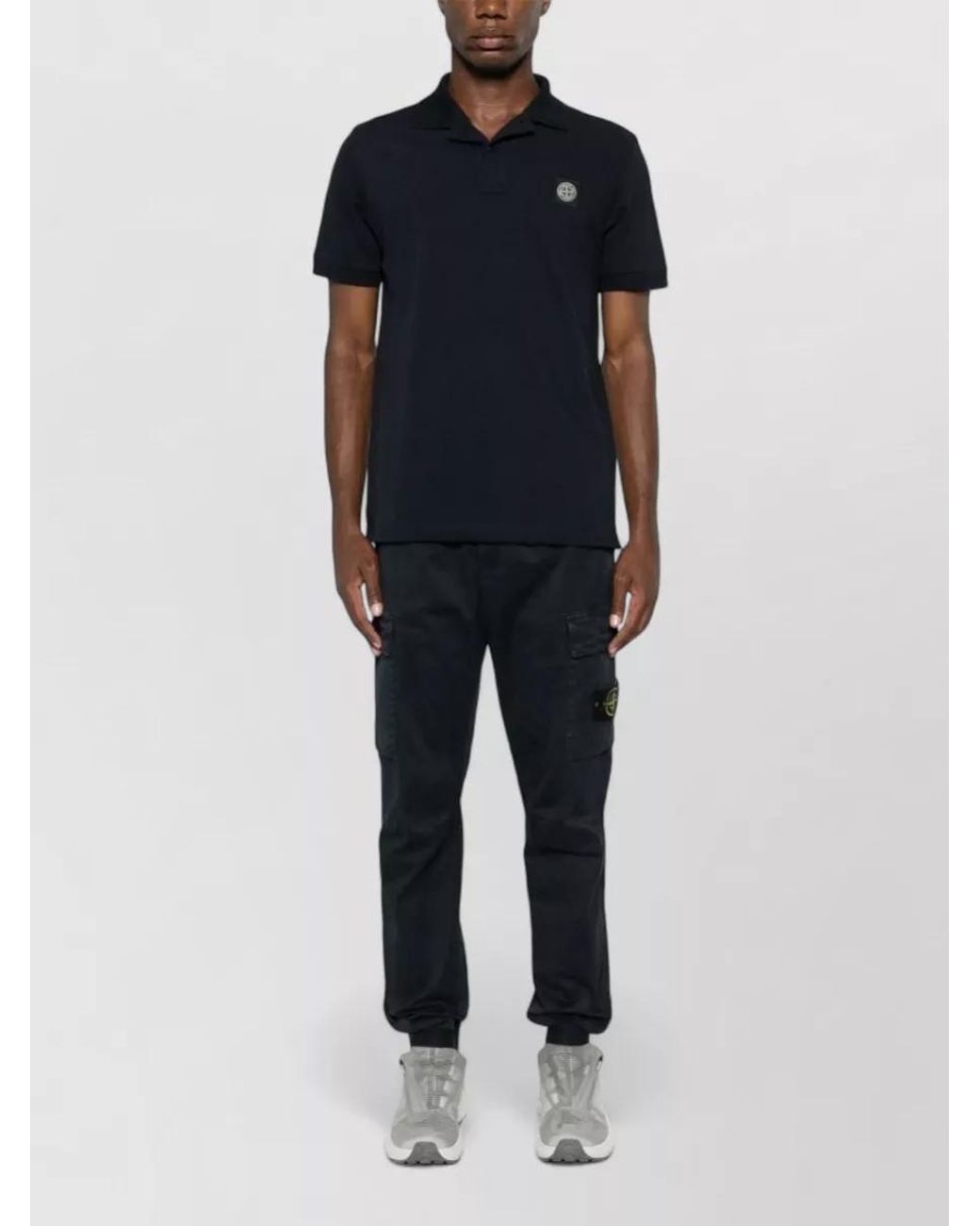 Stone Island Black Slim-Fit Cotton Piqué Polo Shirt for men