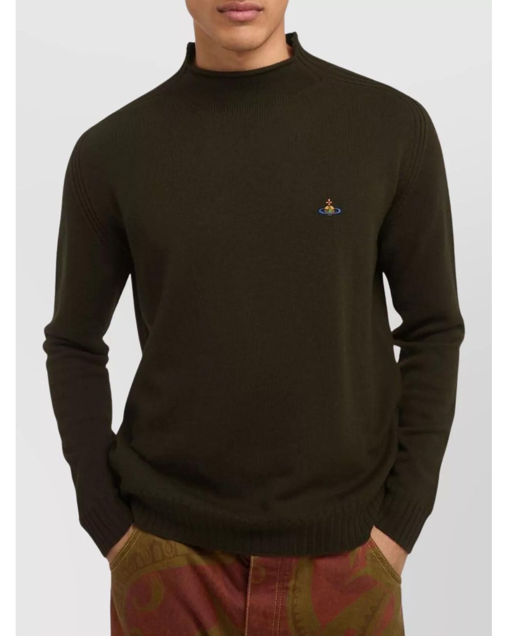 Vivienne Westwood Green Virgin Wool High Neck Long-Sleeve Jumper for men