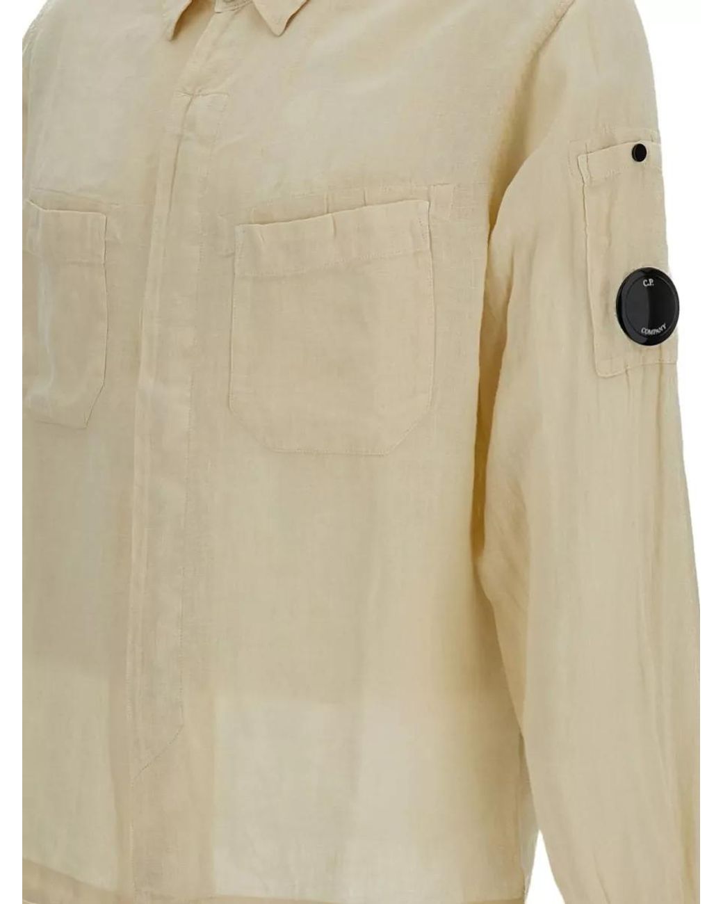 C P Company Natural Linen Long-Sleeve Shirt for men