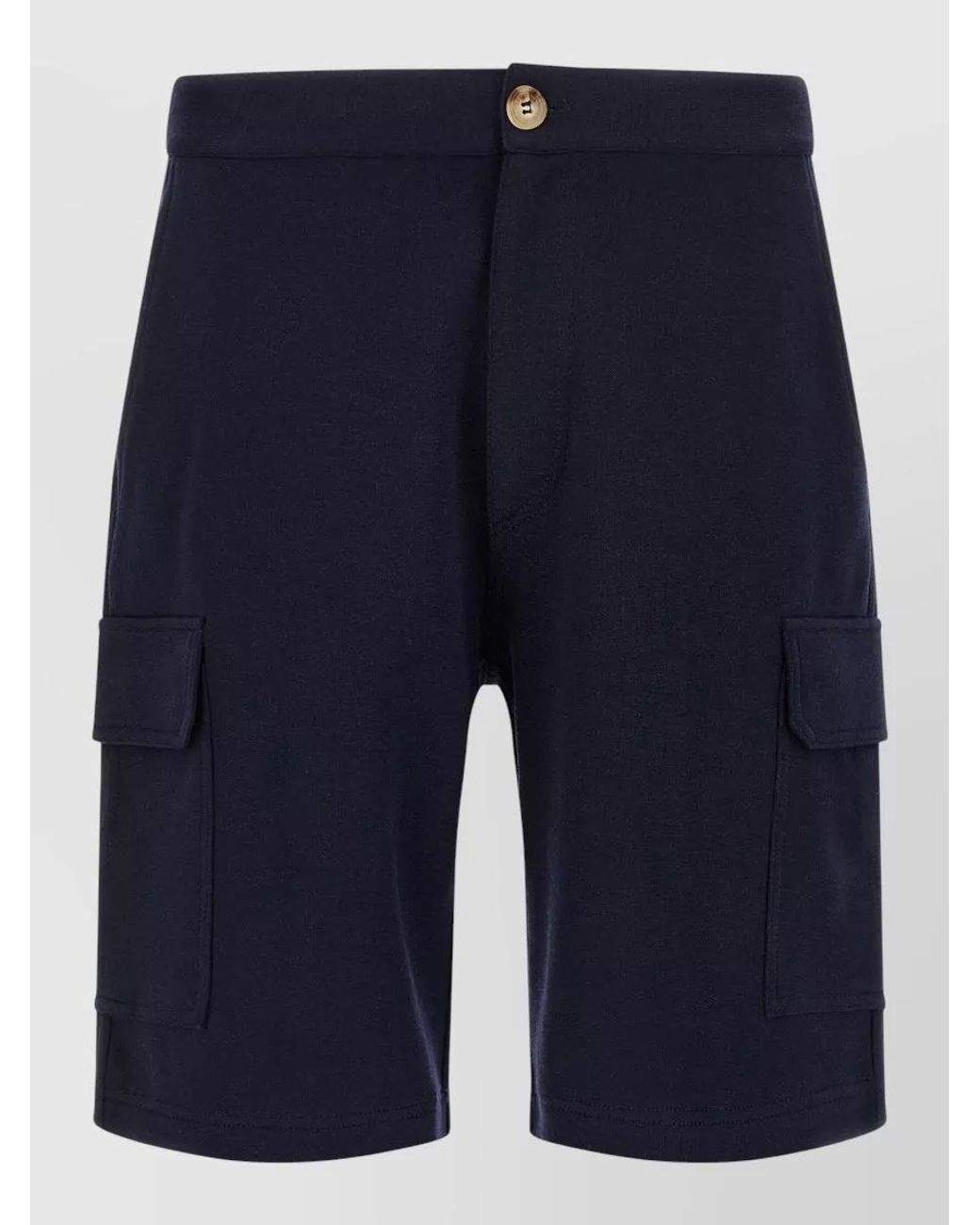 Brunello Cucinelli Blue Cotton Cashmere Cargo Shorts for men