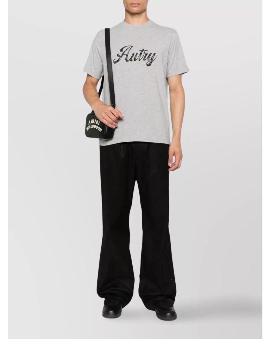 Autry Gray Cotton Crew Neck Short-Sleeve T-Shirt for men