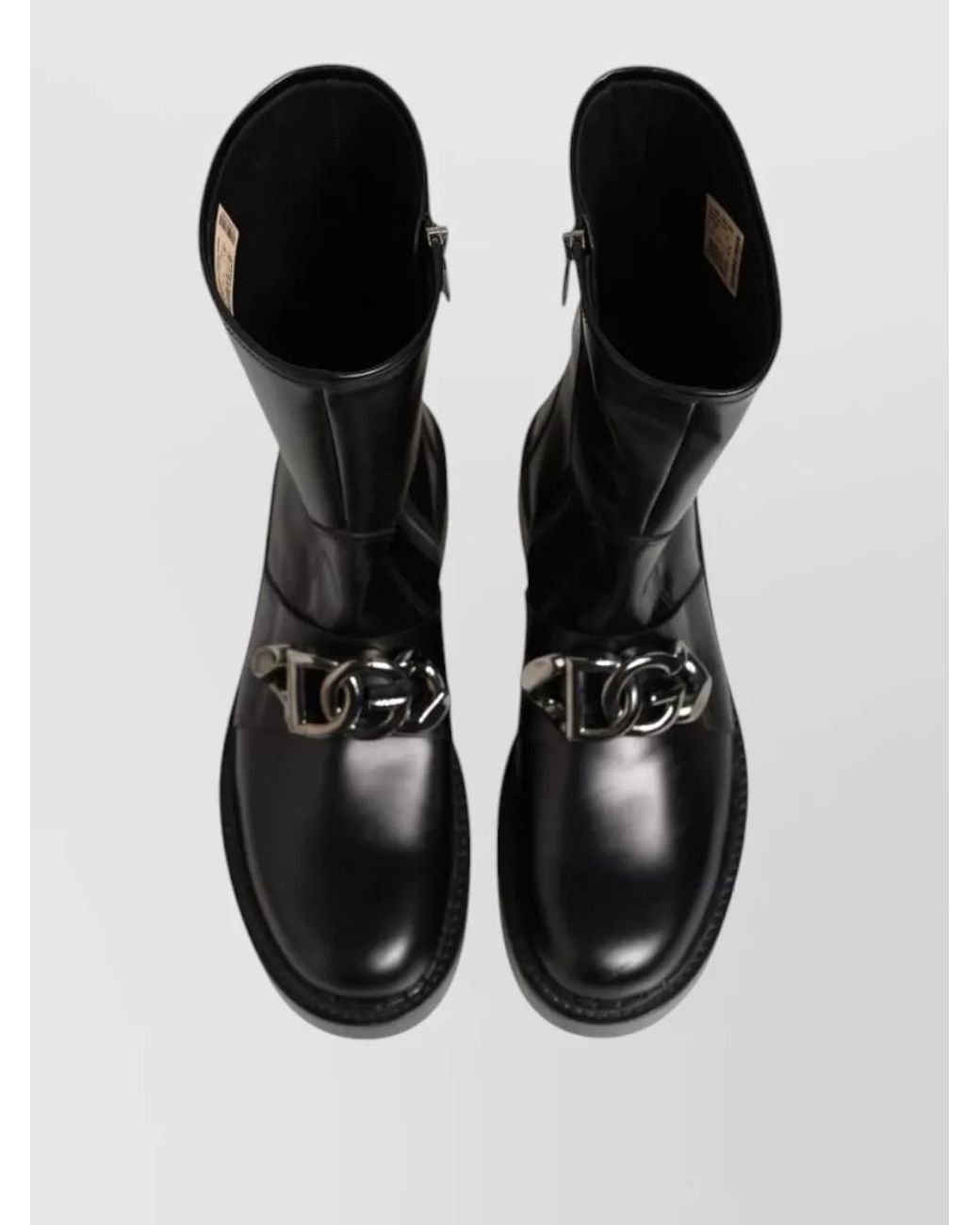Dolce & Gabbana Black Leather Mid-Calf Biker Boots for men