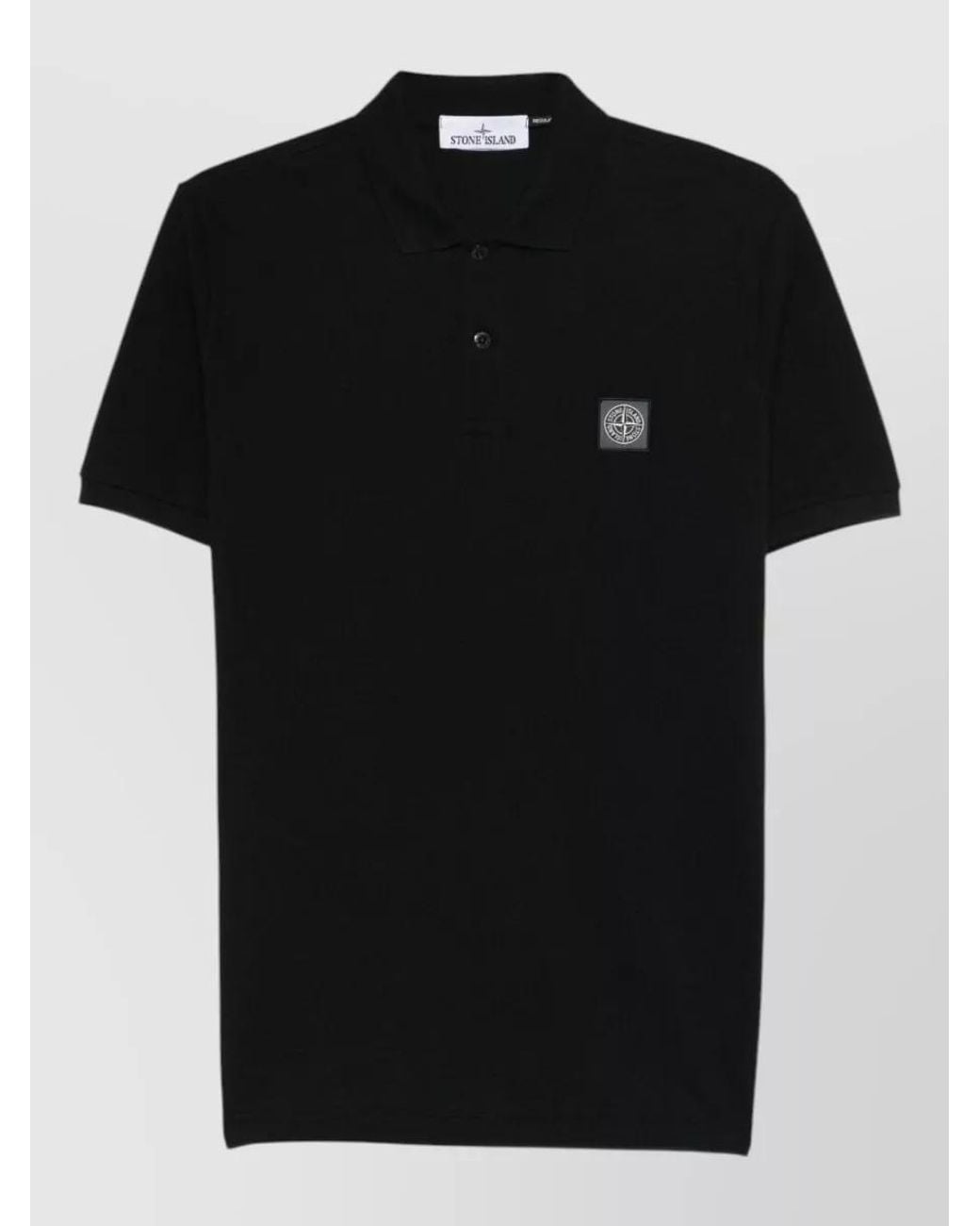 Stone Island Black Cotton Short-Sleeve Polo Shirt for men