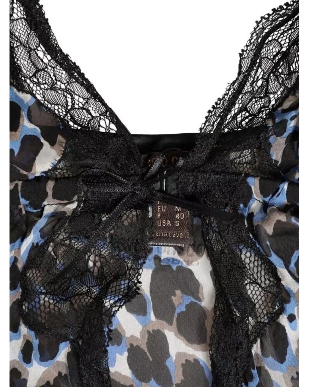 Roberto Cavalli Black Silk Leopard Babydoll Chemise