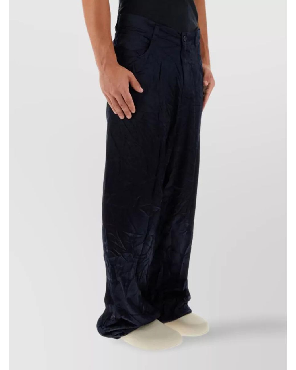 Balenciaga Blue Satin Flared Hem Wide-Leg Pant for men