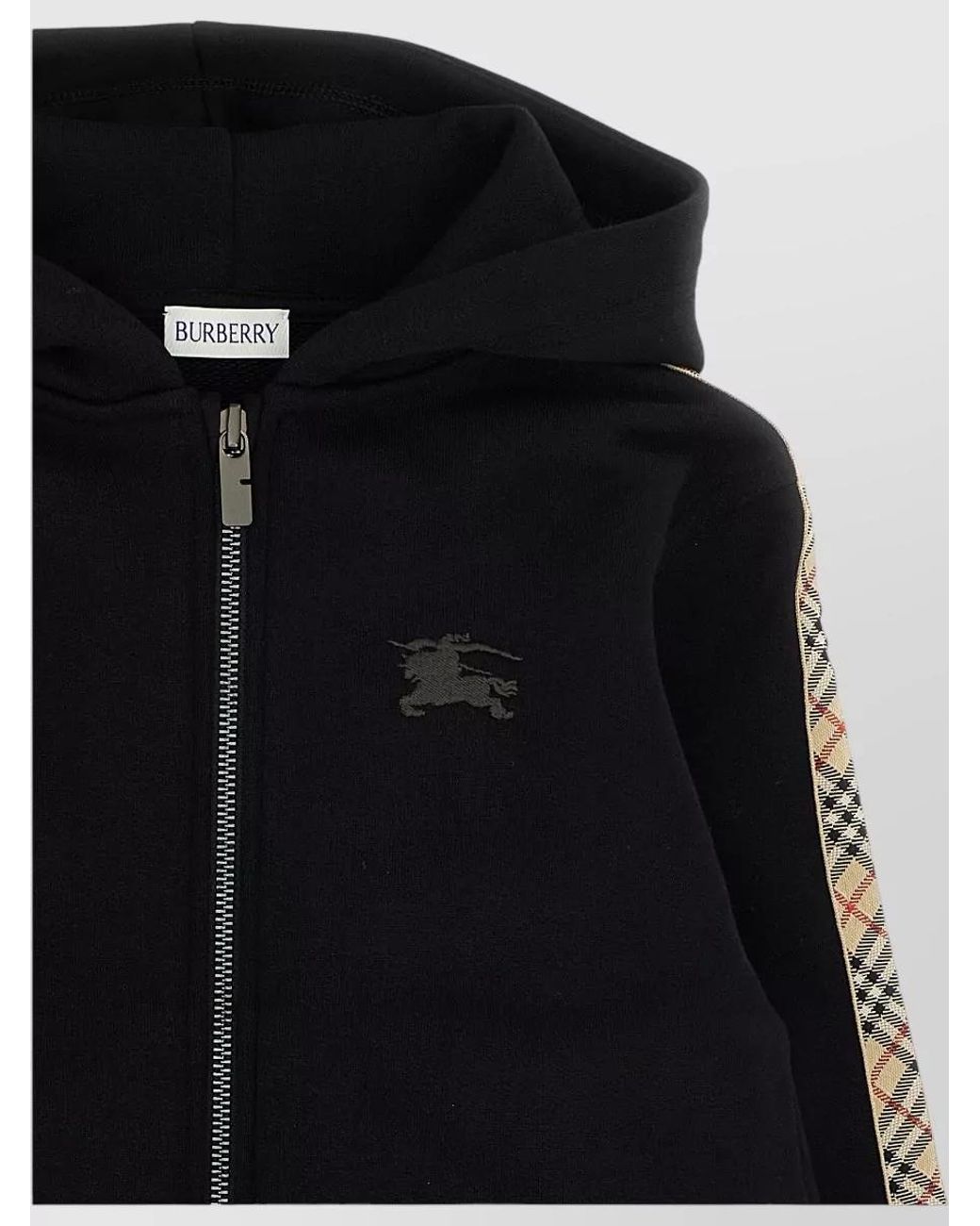 Burberry Black Cotton Hooded Zip Hoodie
