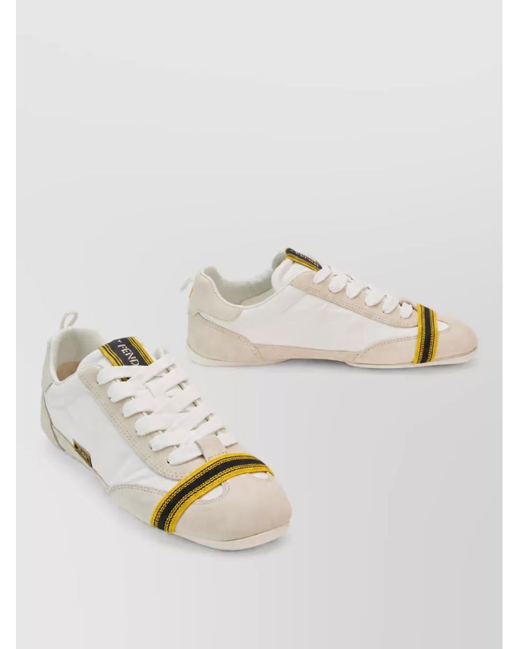 Fendi Multicolor Calfskin Trim Canvas Lace-Up Sneakers