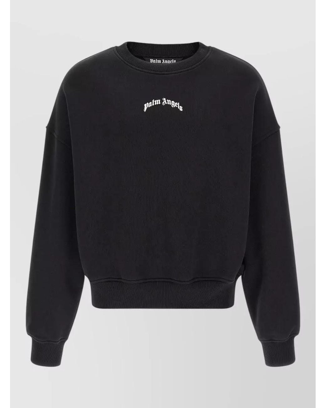 Palm Angels Blue Cotton Logo Print Crew Neck Sweatshirt for men