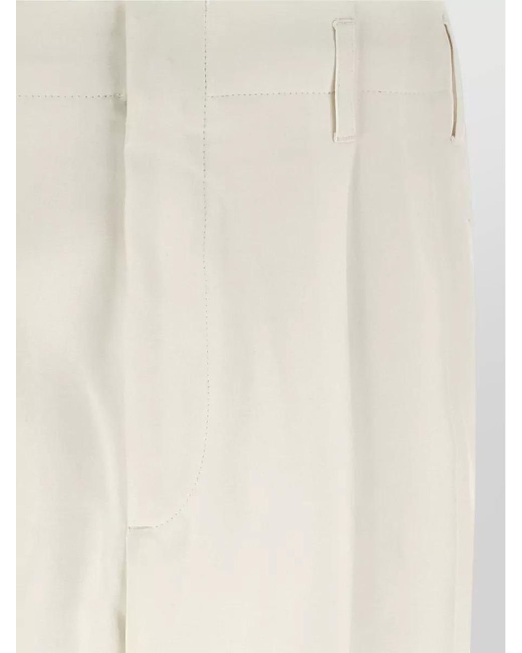Brunello Cucinelli White Cotton High-Rise Tapered Pleated Tailored Trousers for men