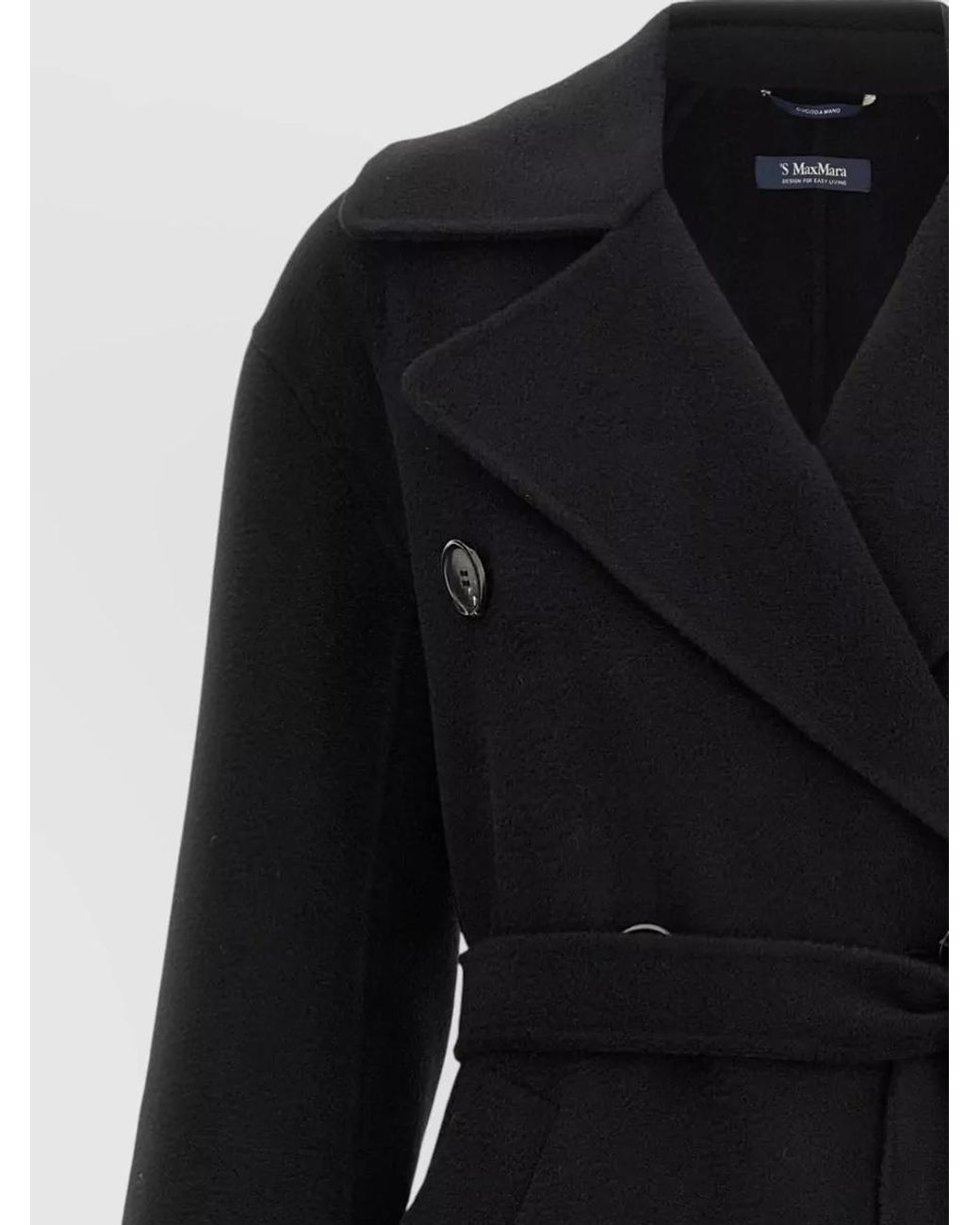 Max Mara Black Cashmere Double-Breasted Long Coat