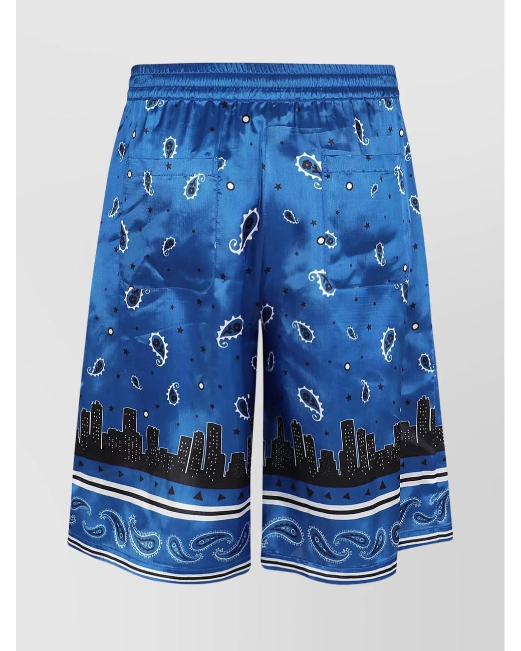 Off-White c/o Virgil Abloh Blue Bandana Print Viscose Bermuda Shorts for men