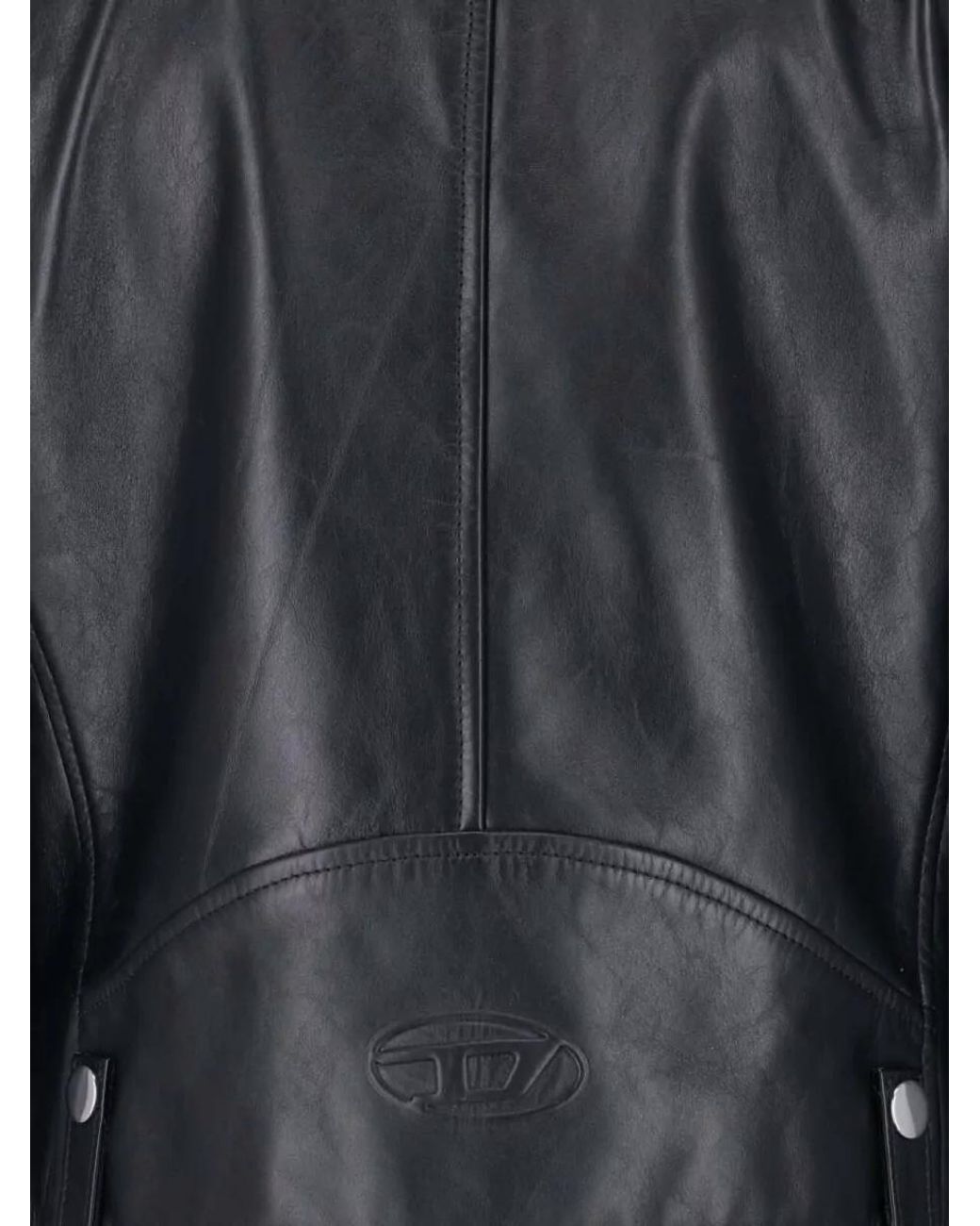 DIESEL Black Hammered Leather Asymmetric Biker Jacket