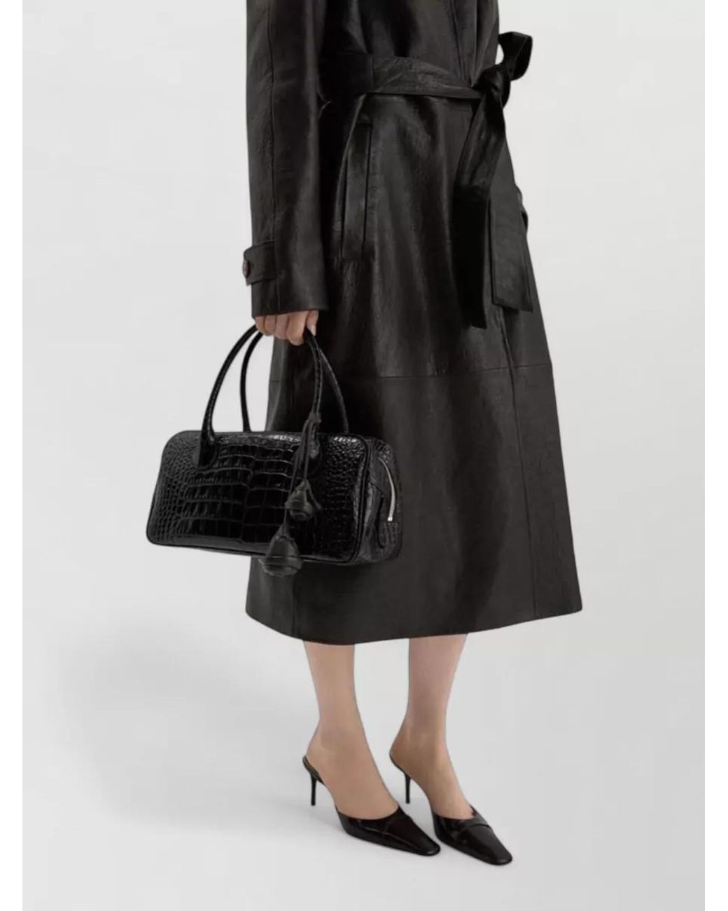 Magda Butrym Black Brigitte Bag Regular Leather Croco