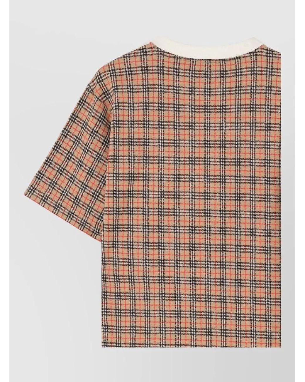 Burberry White Cotton Two-Tone Check Short-Sleeve T-Shirt for men