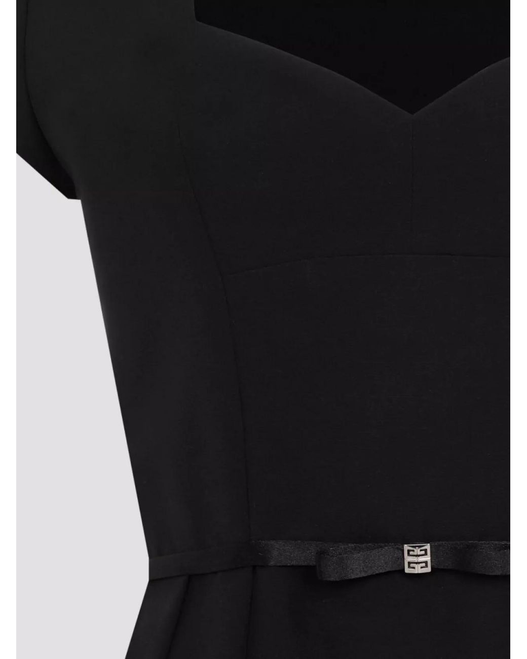 Givenchy Black Sweetheart Neck Belted Midi Dress