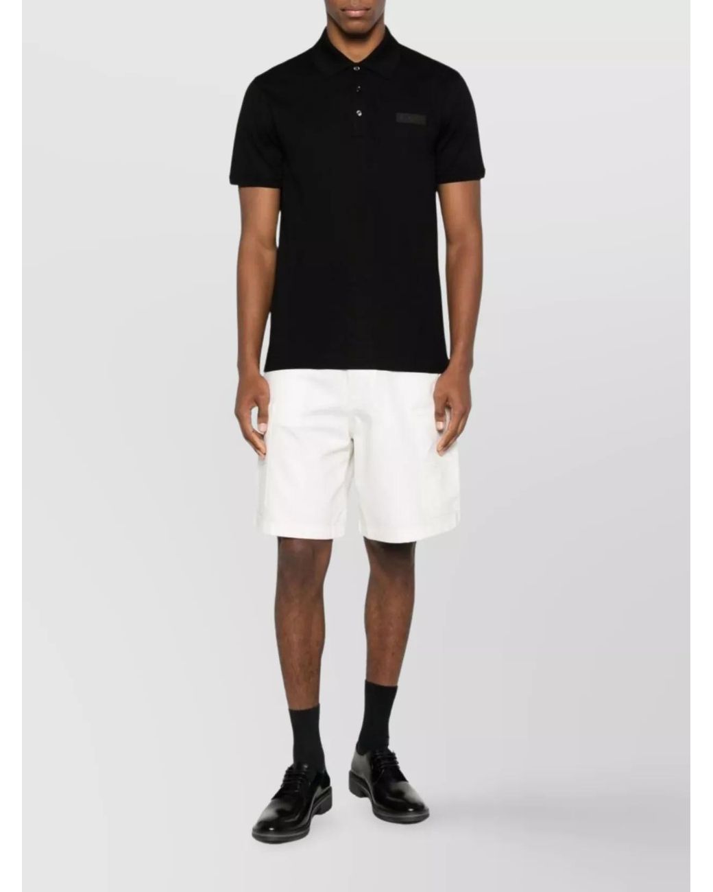 Givenchy Black Cotton Regular-Fit Short-Sleeve Polo Shirt for men