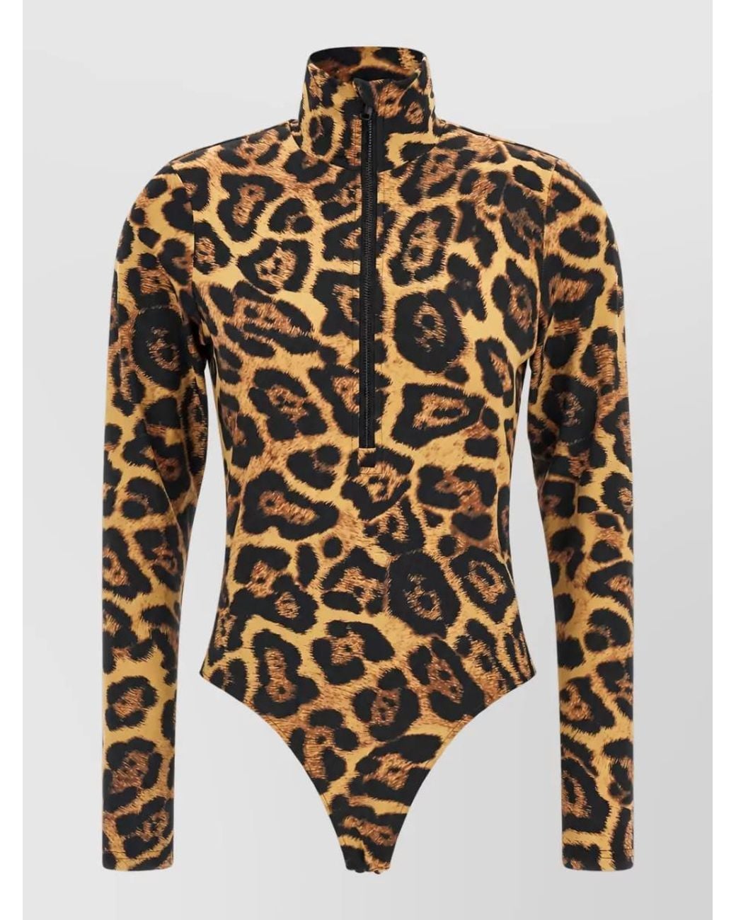 Goldbergh Multicolor Jaguar-Print High-Neck Long-Sleeve Bodysuit