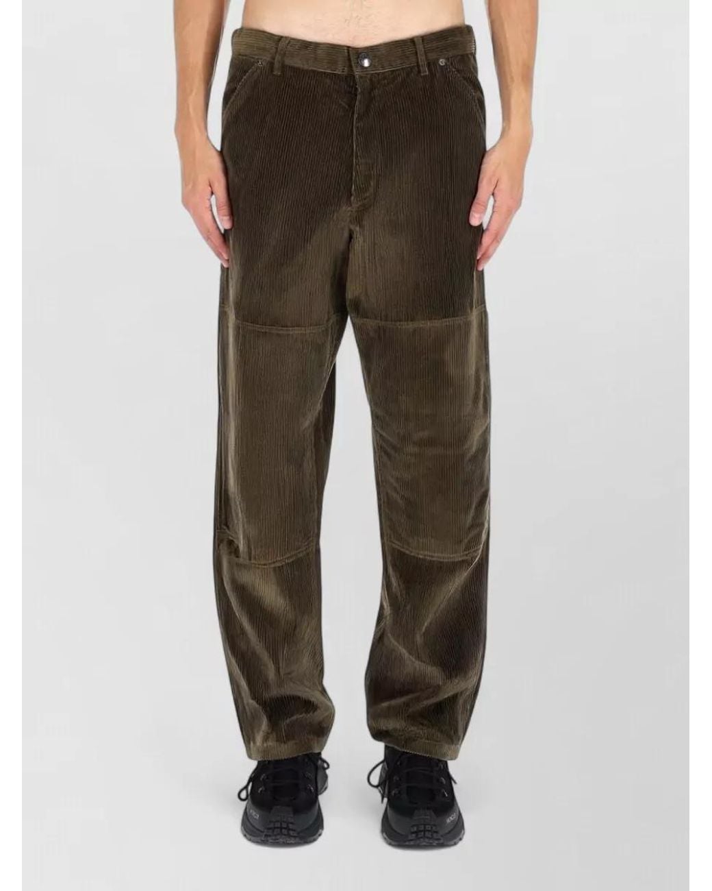 Moncler Brown Ribbed Loose Fit Trousers for men