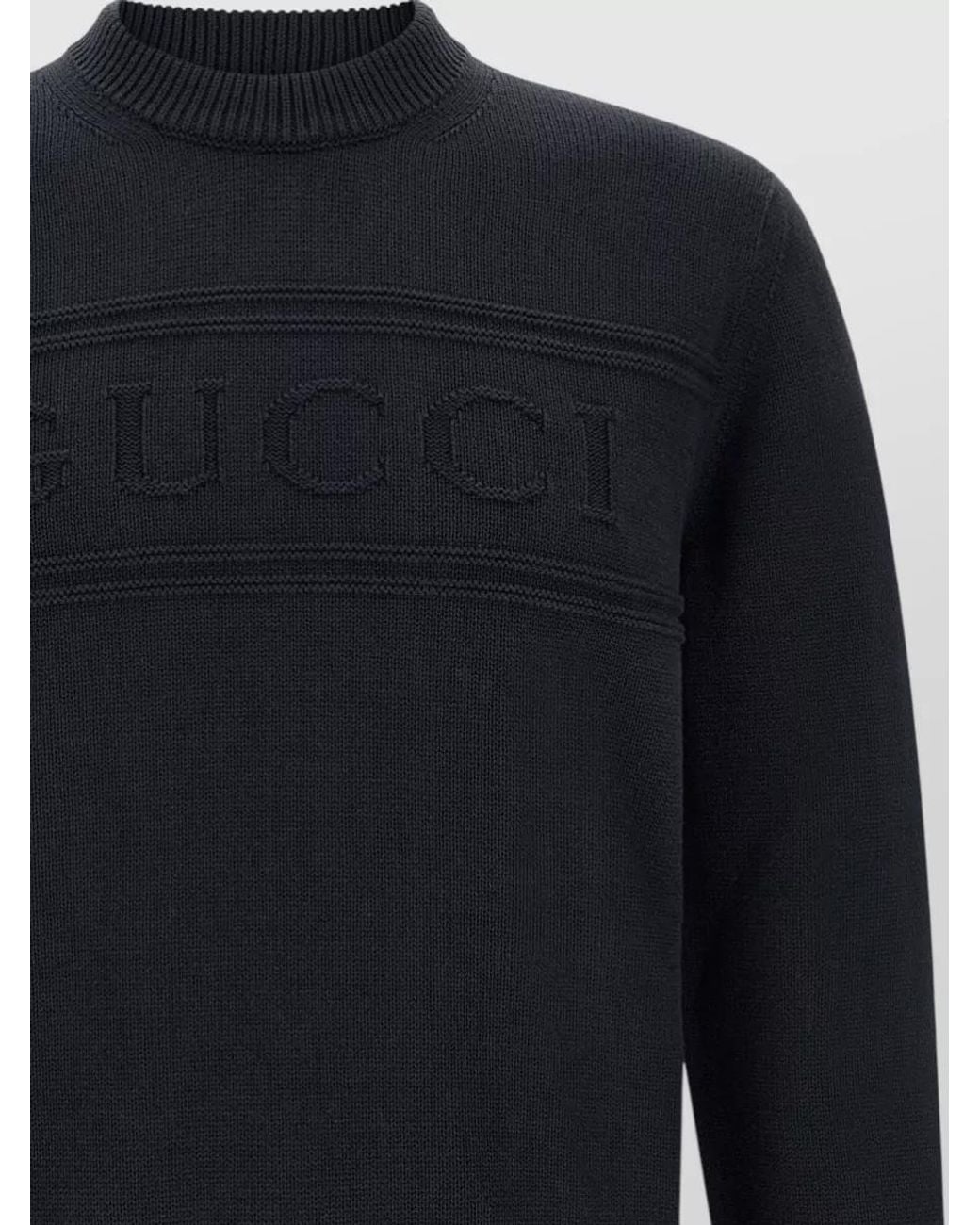 Gucci Blue Intarsia Crew-Neck Long-Sleeve Sweater for men