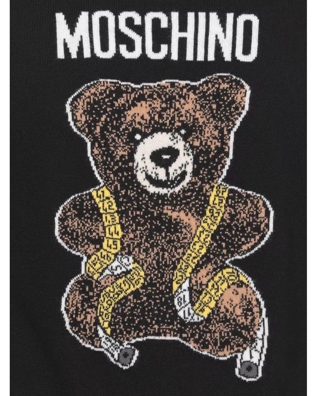 Moschino Black Virgin Wool Ribbed Crewneck Long-Sleeve T-Shirt for men
